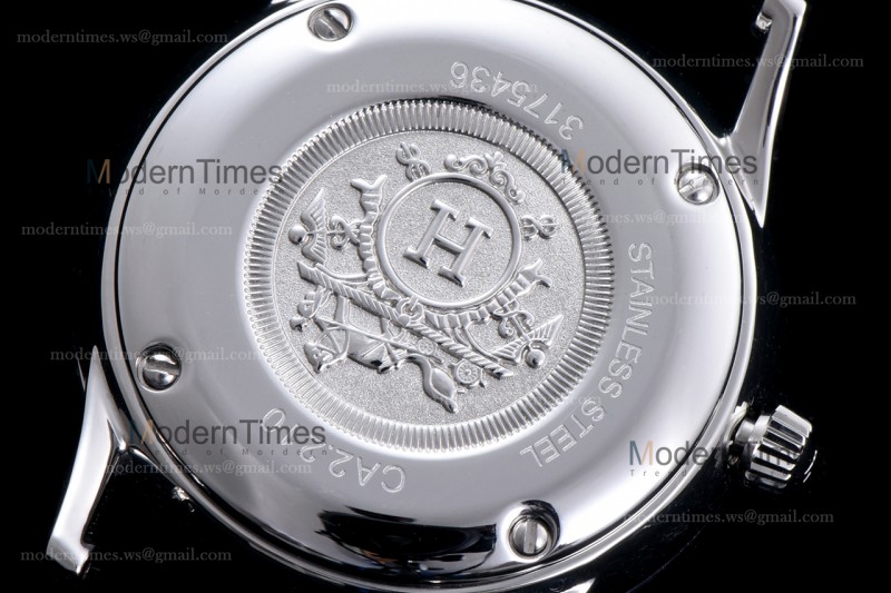 Hermes Slim D Series SS/LE BVF Wht/Per Diams Quartz 