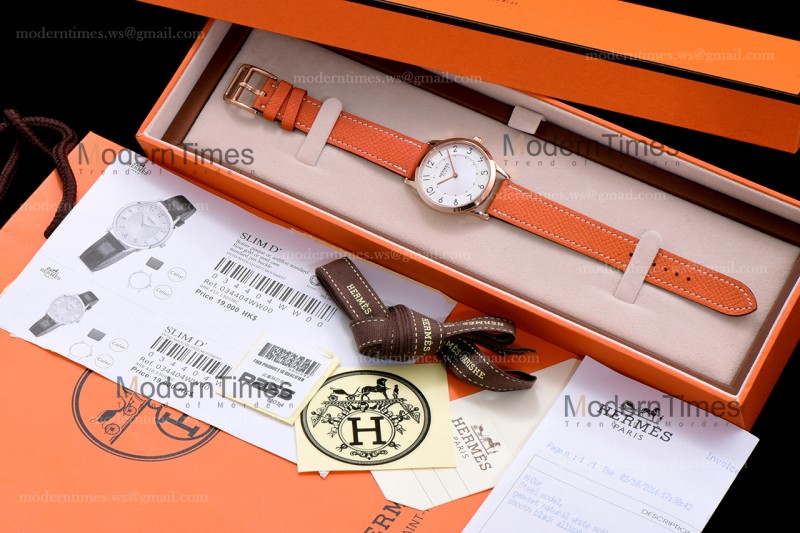 Hermes Slim D Series RG/LE BVF Wht/Bro Quartz 