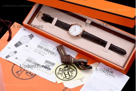 Hermes Slim D Series RG/LE BVF Wht/Bro Quartz 