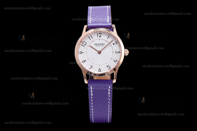 Hermes Slim D Series RG/LE BVF Wht/Per Quartz 