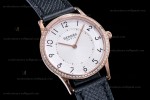 Hermes Slim D Series RG/LE BVF Wht/Blk Diams Quartz 