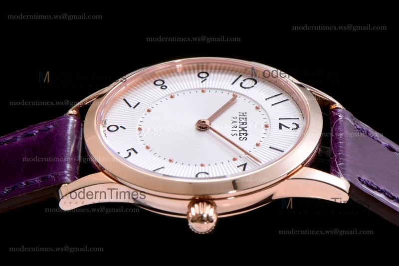 Hermes Slim D Series RG/LE BVF Wht/Per Quartz 