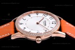 Hermes Slim D Series RG/LE BVF Wht/Bro Diams Quartz 