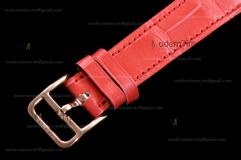 Hermes Slim D Series RG/LE BVF Wht/Red Diams Quartz 
