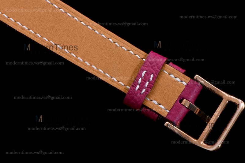 Hermes Slim D Series RG/LE BVF Wht/Red Diams Quartz 