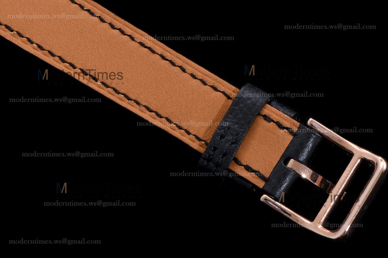 Hermes Slim D Series RG/LE BVF Wht/Blk Diams Quartz 