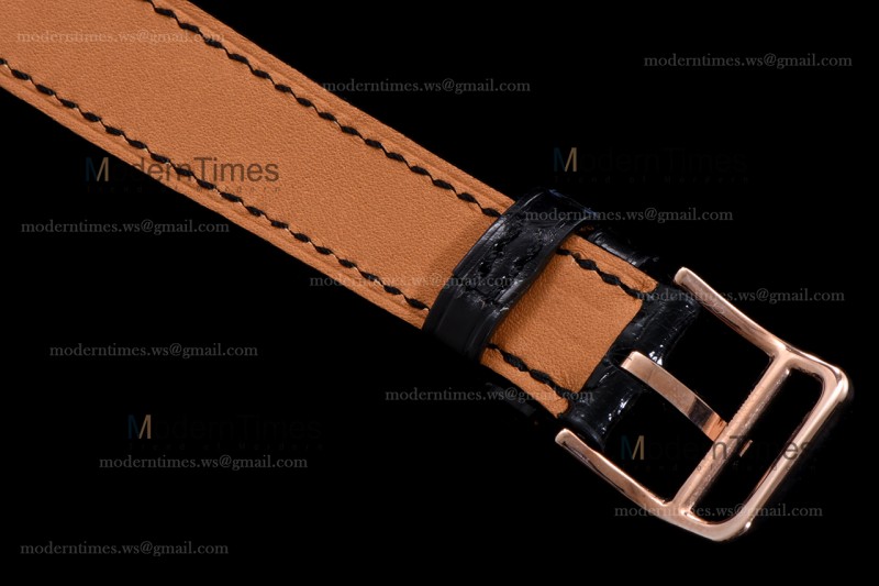 Hermes Slim D Series RG/LE BVF Wht/Blk Diams Quartz 