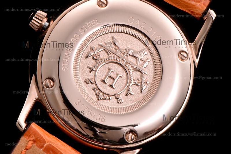 Hermes Slim D Series RG/LE BVF Wht/Per Diams Quartz 