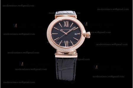 Bvlgari LVCEA Series RG/LE Blk/Blk Diams BVF Automatic 