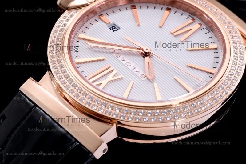 Bvlgari LVCEA Series RG/LE Wht/Blk Diams BVF Automatic 