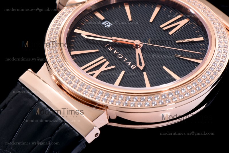 Bvlgari LVCEA Series RG/LE Blk/Blk Diams BVF Automatic 