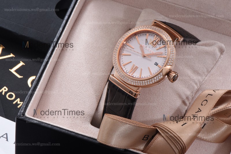 Bvlgari LVCEA Series RG/LE Wht/Blk Diams BVF Automatic 