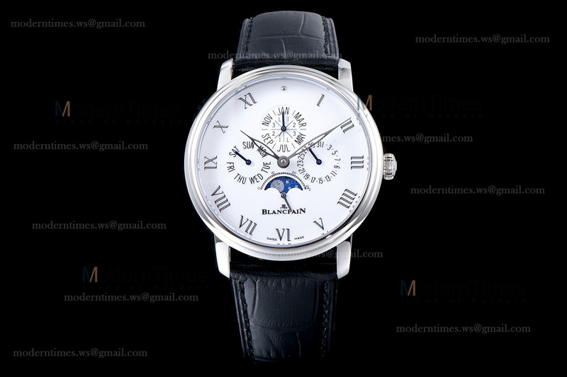 Blancpain Villeret SS/LE Wht/Blk Sapphire ZBF Automatic 6659-3431-55B