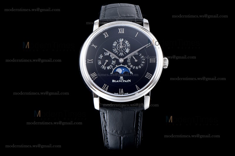 Blancpain Villeret SS/LE Blk/Blk Sapphire ZBF Automatic 6057-1542-55B