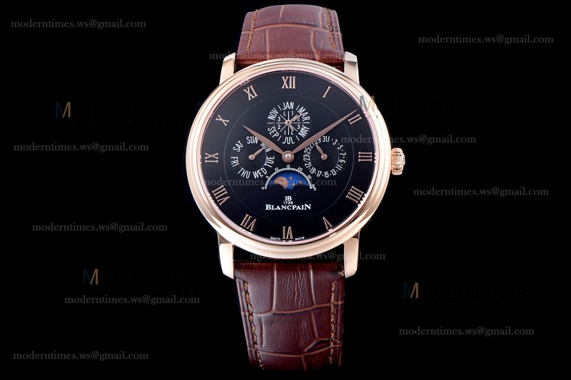 Blancpain Villeret RG/LE Blk/Bro Sapphire ZBF Automatic 6057-3642-55B