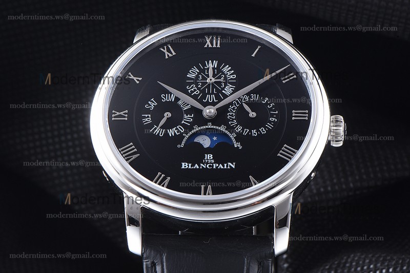 Blancpain Villeret SS/LE Blk/Blk Sapphire ZBF Automatic 6057-1542-55B
