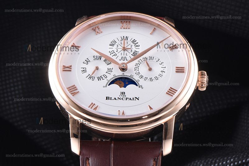 Blancpain Villeret RG/LE Wht/Bro Sapphire ZBF Automatic 6057-3642-55B