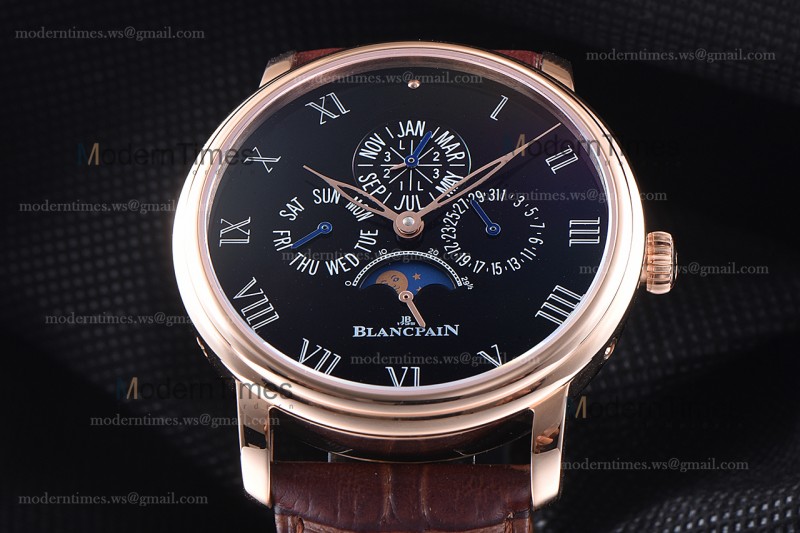 Blancpain Villeret RG/LE Blk/Bro Sapphire ZBF Automatic 6659-3631-58B