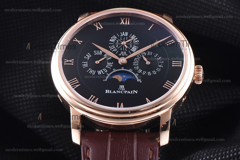 Blancpain Villeret RG/LE Blk/Bro Sapphire ZBF Automatic 6057-3642-55B