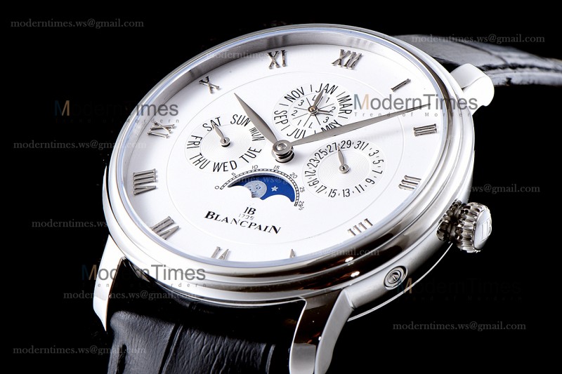 Blancpain Villeret SS/LE Wht/Blk Sapphire ZBF Automatic 6057-1542-55B
