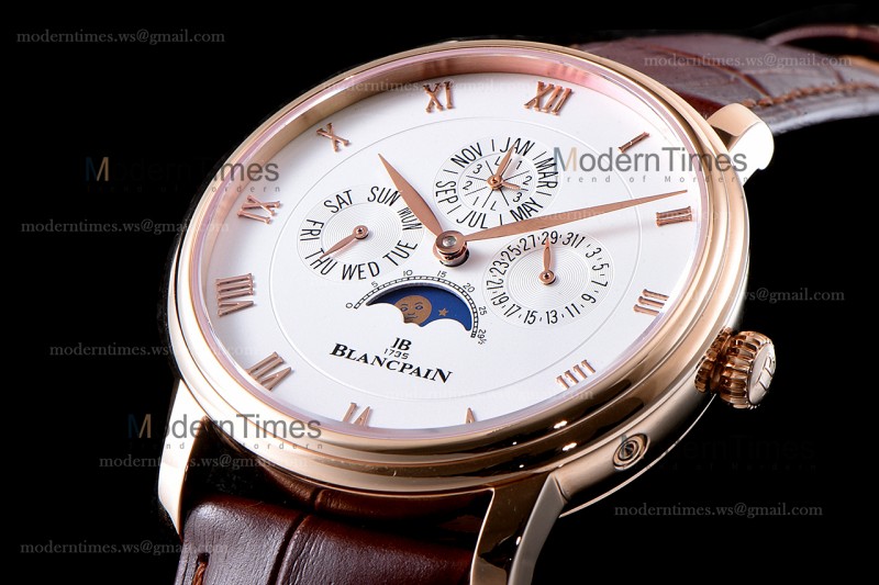 Blancpain Villeret RG/LE Wht/Bro Sapphire ZBF Automatic 6057-3642-55B