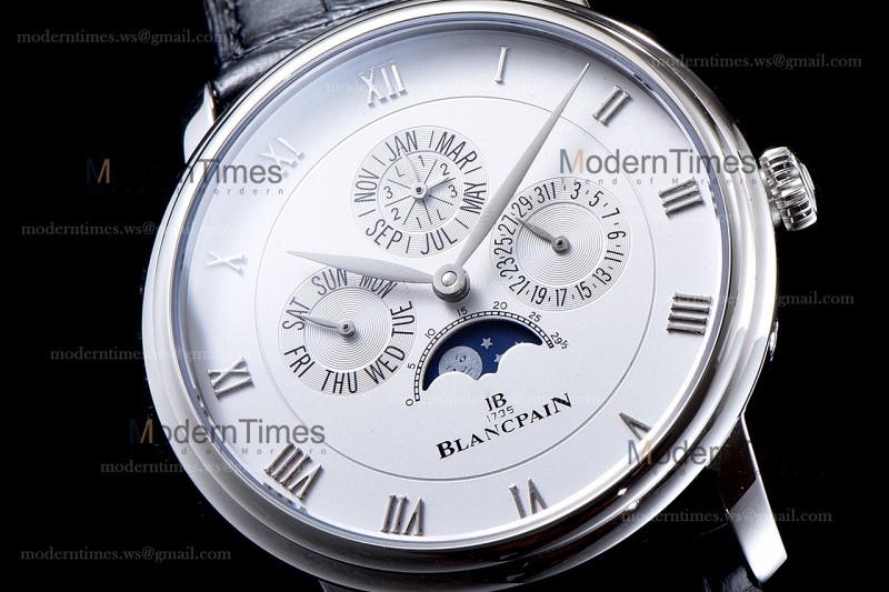 Blancpain Villeret SS/LE Wht/Blk Sapphire ZBF Automatic 6057-1542-55B