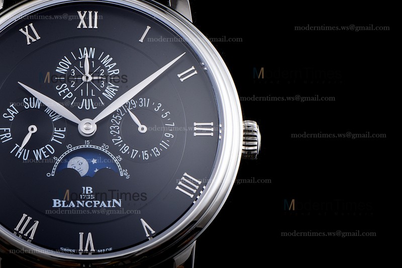 Blancpain Villeret SS/LE Blk/Blk Sapphire ZBF Automatic 6057-1542-55B