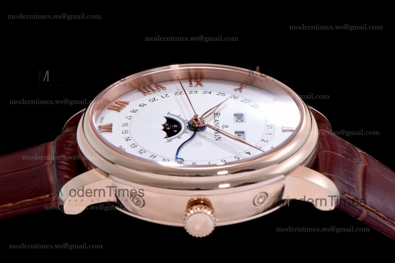 Blancpain Villeret RG/LE Wht/Bro Sapphire ZBF Automatic 6664-3642-55B