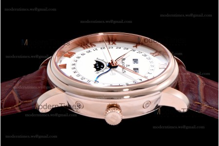 Blancpain Villeret RG/LE Wht/Bro Sapphire ZBF Automatic 6654-3642-55B