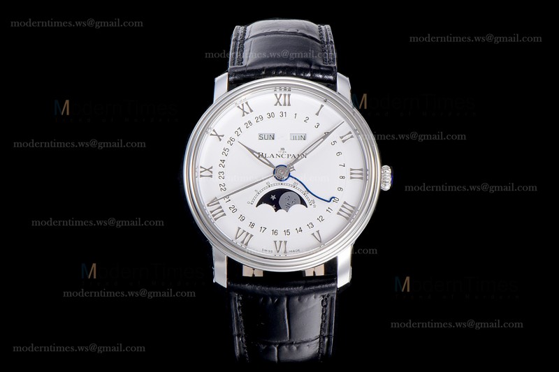 Blancpain Villeret SS/LE Wht/Blk Sapphire OMF Automatic 6654A-1127-55B