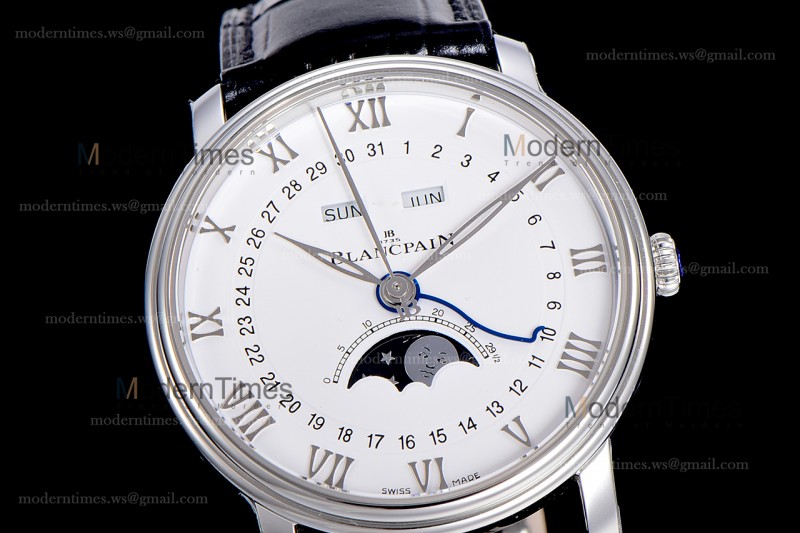 Blancpain Villeret SS/LE Wht/Blk Sapphire OMF Automatic 6654A-1127-55B