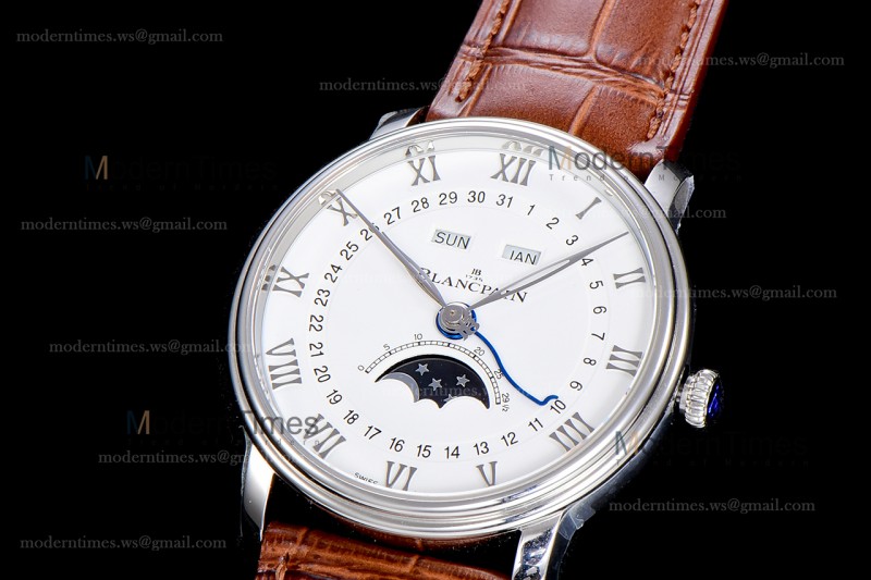 Blancpain Villeret SS/LE Wht/BroSapphire OMF Automatic 6654A-1127-55B