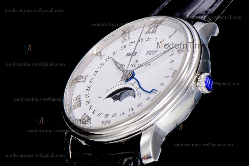 Blancpain Villeret SS/LE Wht/Blk Sapphire OMF Automatic 6654A-1127-55B