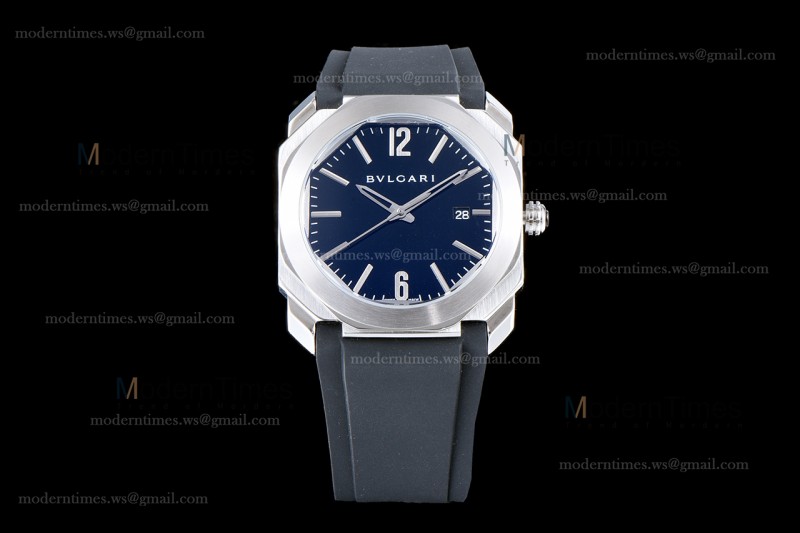 Bvlgari OCTO Series SS/RU Blu/Blk JIF Quartz 101964 BGO41BSLD