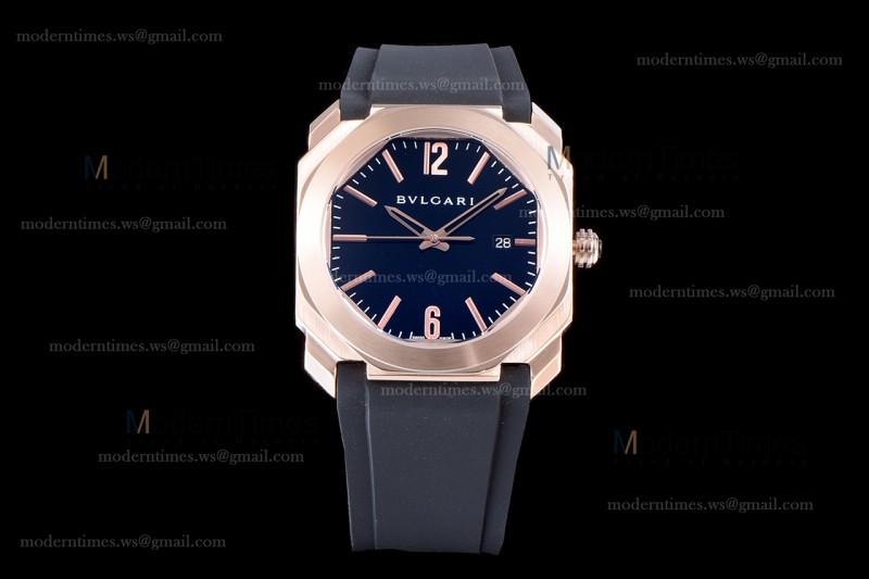 Bvlgari OCTO Series RG/RU Blk/Blk JIF Quartz 101963 BGOP41BGLD