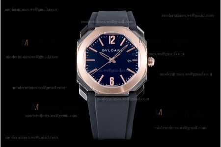 Bvlgari OCTO Series RG/RU Blk/Blk JIF PVD Quartz 102485 BGO41BBSPGVD