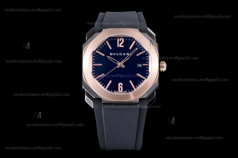 Bvlgari OCTO Series RG/RU Blk/Blk JIF PVD Quartz 102485 BGO41BBSPGVD