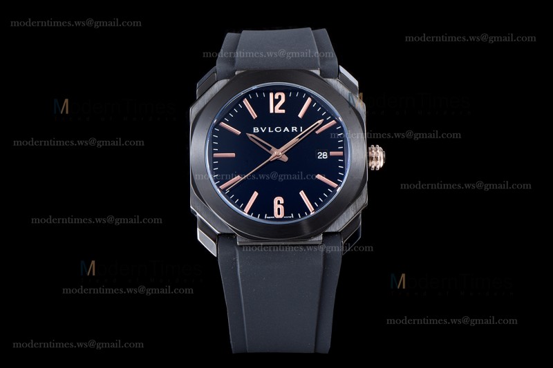 Bvlgari OCTO Series PVD/RU Blk/Blk JIF Quartz 102581 BGO41BBSVD