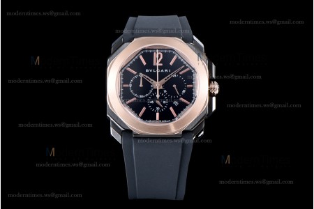 Bvlgari OCTO Series RG/RU Blk/Blk JIF PVD Quartz 102488 BGO41BBSPGVDCH