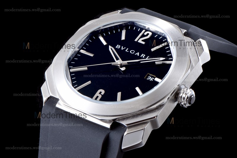 Bvlgari OCTO Series SS/RU Blu/Blk JIF Quartz 101964 BGO41BSLD