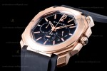 Bvlgari OCTO Series RG/RU Blk/Blk JIF Quartz 102115 BGOP41BGLDCH