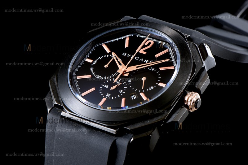 Bvlgari OCTO Series PVD/RU Blk/Blk JIF Quartz 102630