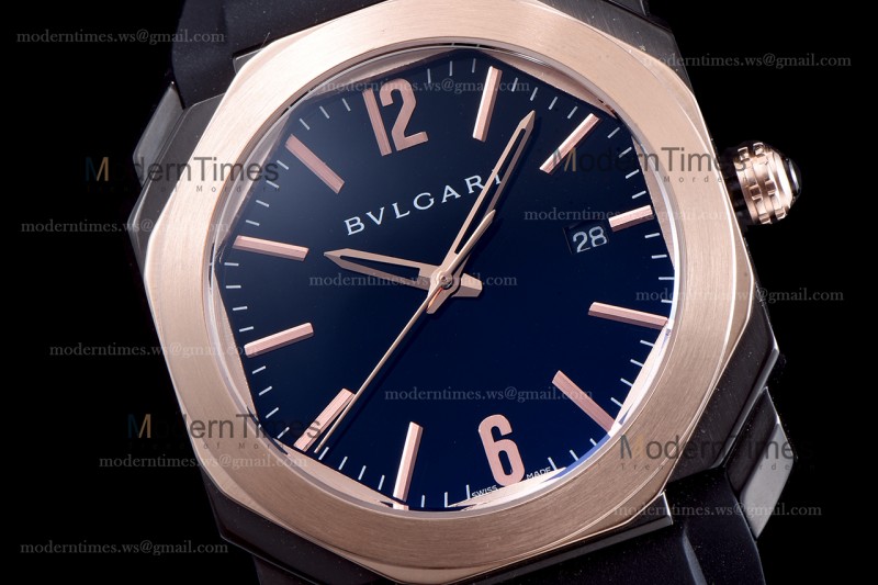 Bvlgari OCTO Series RG/RU Blk/Blk JIF PVD Quartz 102485 BGO41BBSPGVD