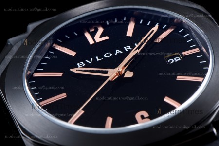 Bvlgari OCTO Series PVD/RU Blk/Blk JIF Quartz 102581 BGO41BBSVD