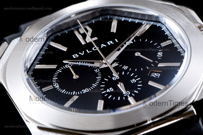 Bvlgari OCTO Series SS/RU Blk/Blk JIF Quartz 102103 BGO41BSLDCH