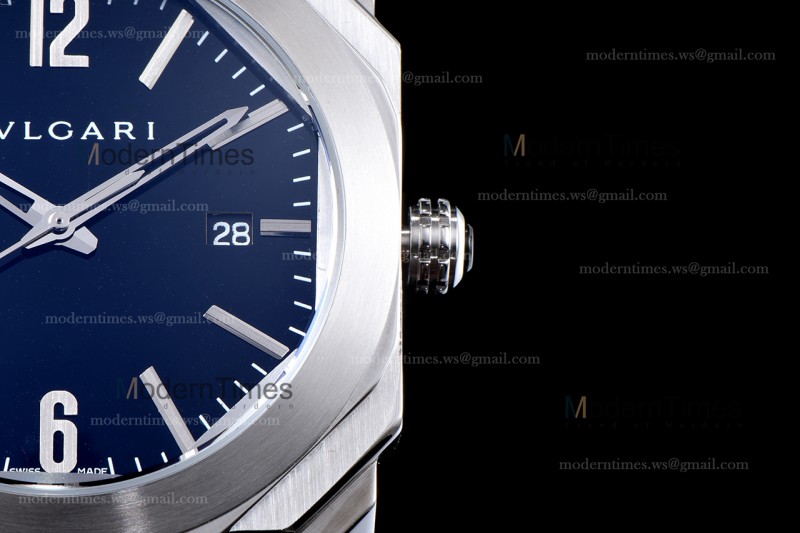 Bvlgari OCTO Series SS/RU Blu/Blk JIF Quartz 101964 BGO41BSLD