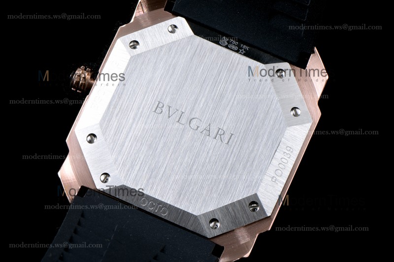 Bvlgari OCTO Series RG/RU Wht/Blk JIF Quartz 102119 BGOP38WGLD
