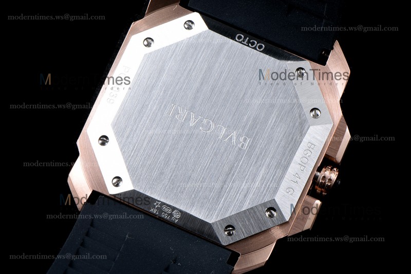 Bvlgari OCTO Series RG/RU Blk/Blk JIF PVD Quartz 102488 BGO41BBSPGVDCH