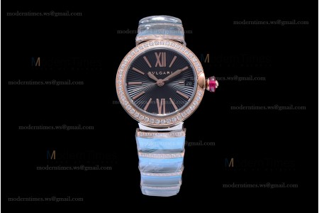 Bvlgari LVCEA Series Diamonds RG/RG TT Blk BVF Automatic/Quartz 