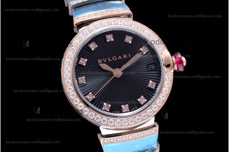 Bvlgari LVCEA Series Diamonds RG/RG TT Blk BVF Automatic/Quartz 